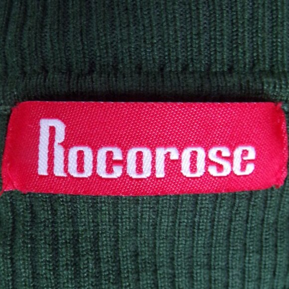 ROCOROSE size M forest-green knit bodycon long-sleeve turtleneck midi dress - Picture 11 of 13